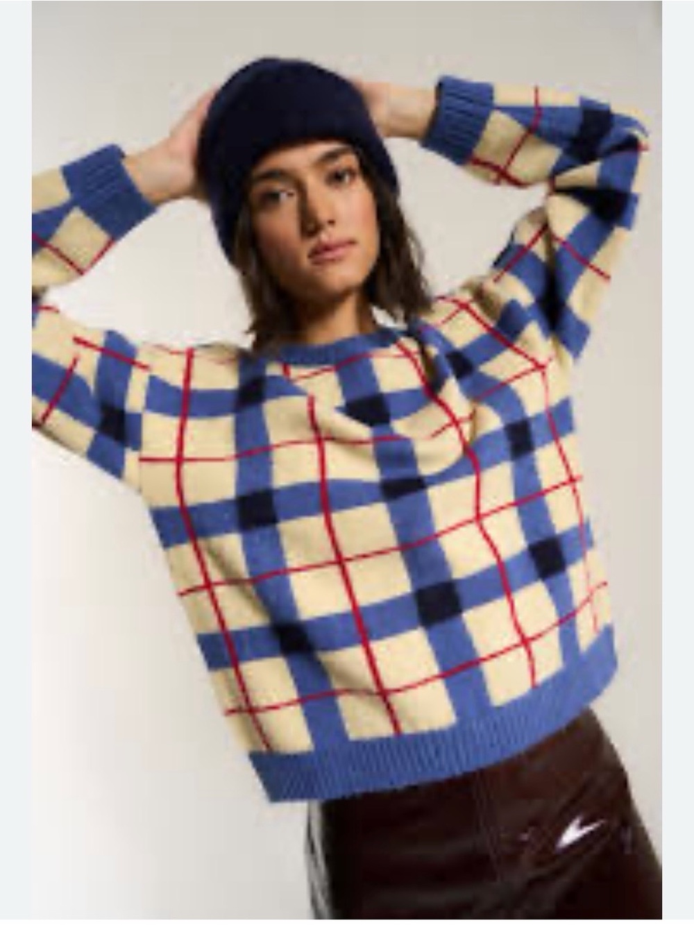 Callahan blue windowpane crew preppy sweater